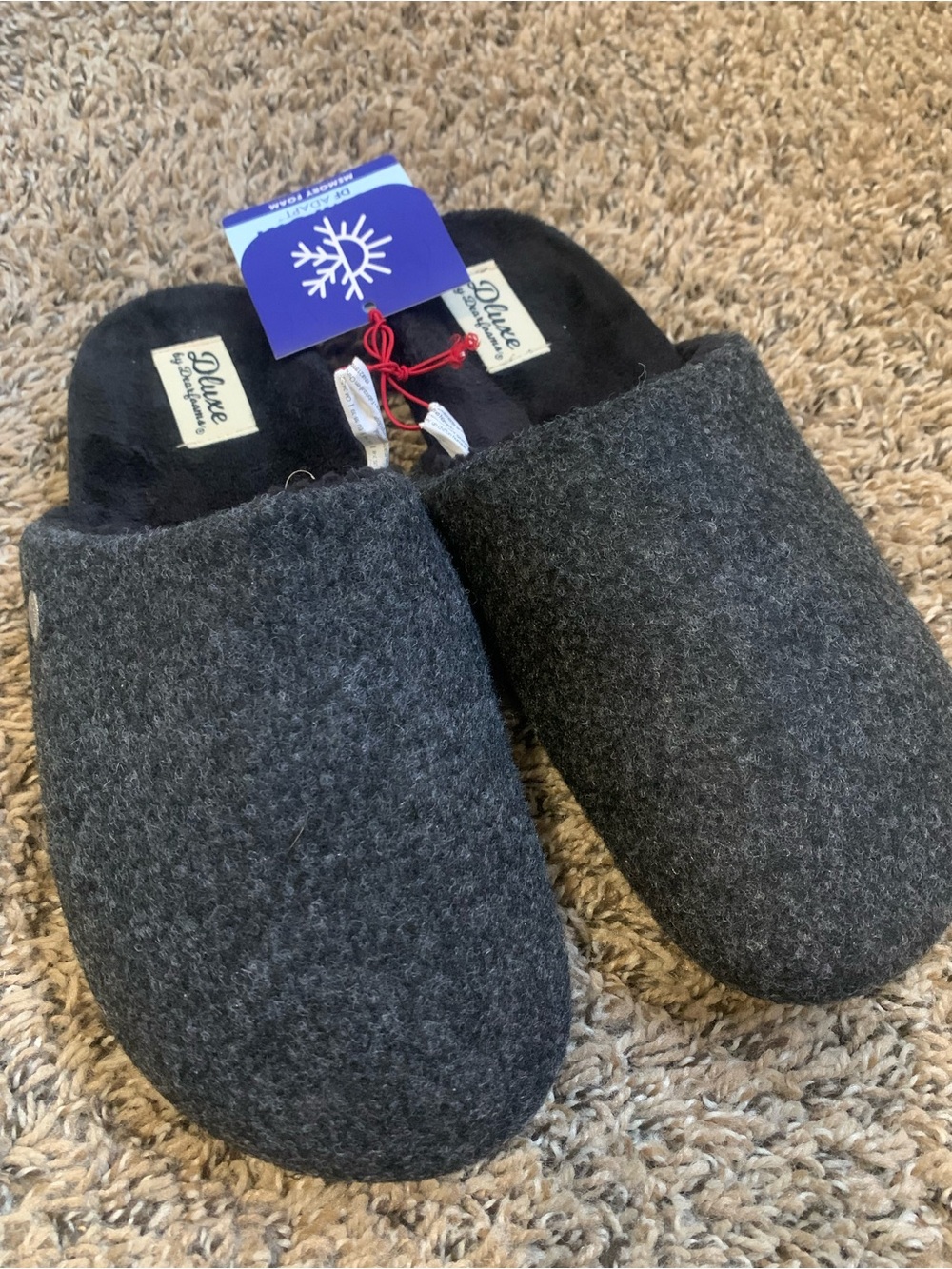 dearfoams Charcoal Gray Men’s Felt Slip-On Slippers